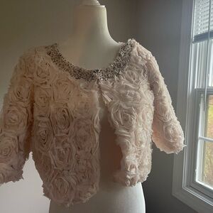 Chic Floral Women's Blazer with Embellished Neckline